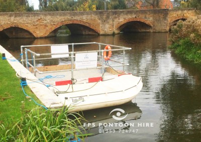 Work Boat Hire and Floating Pontoon With Handrails